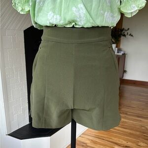 H&M High Waist Olive Green Tailored Shorts